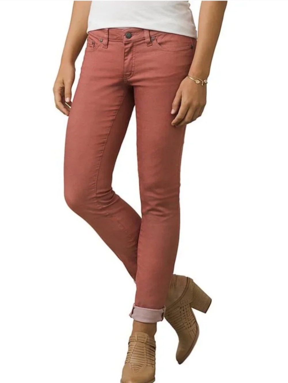 Prana Women’s Kara Jean Slim Straight-Leg New Lacquered Rose Salmon Size 8